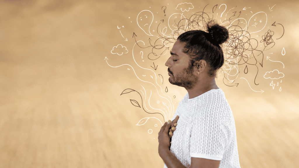 Person practising mindfulness and emotional courage while sitting in meditation