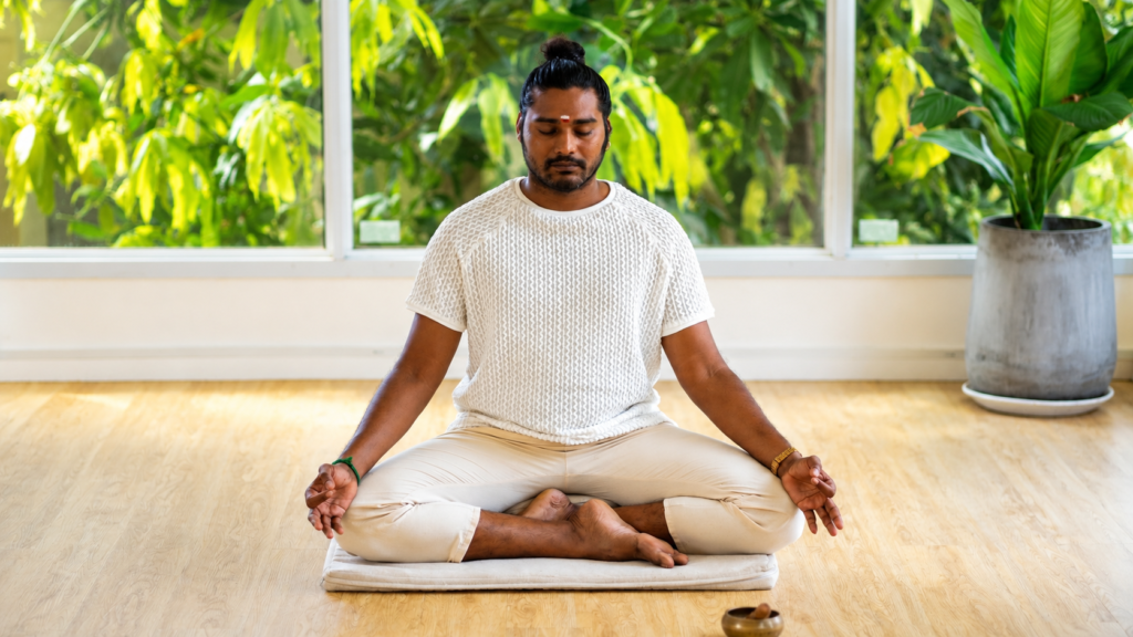 Aravind practicing meditation in stillness